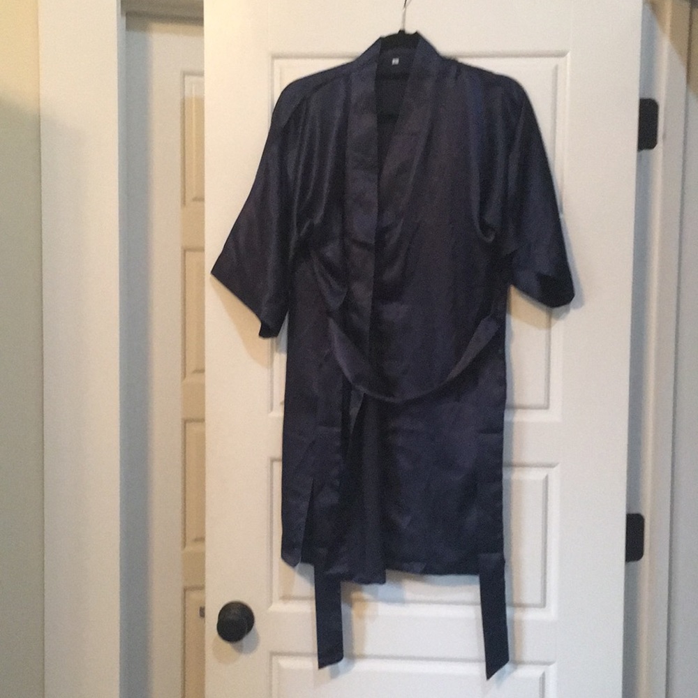 Navy Polyester Robe